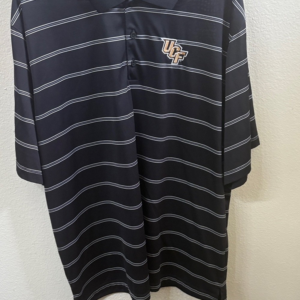 UCF Black Striped Men's Polo Shirt dri-fit